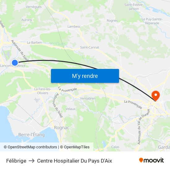 Félibrige to Centre Hospitalier Du Pays D'Aix map
