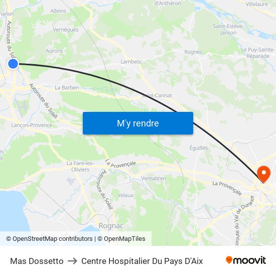 Mas Dossetto to Centre Hospitalier Du Pays D'Aix map