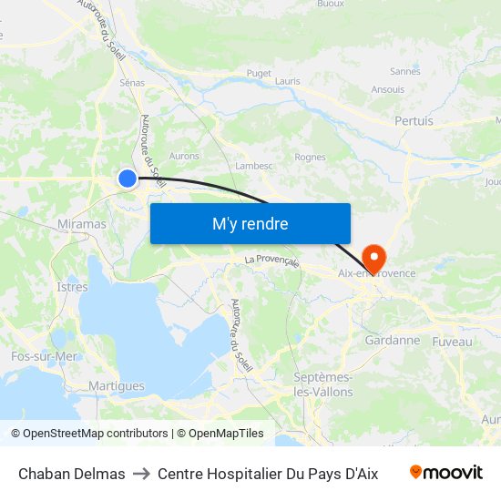 Chaban Delmas to Centre Hospitalier Du Pays D'Aix map