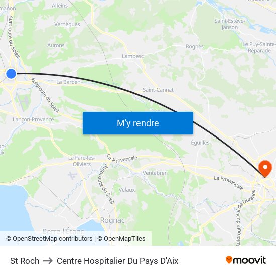 St Roch to Centre Hospitalier Du Pays D'Aix map