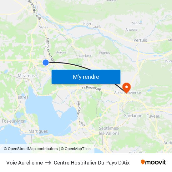 Voie Aurélienne to Centre Hospitalier Du Pays D'Aix map