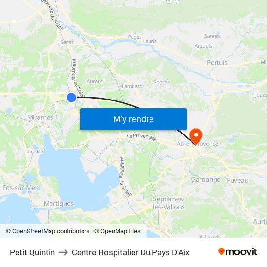 Petit Quintin to Centre Hospitalier Du Pays D'Aix map