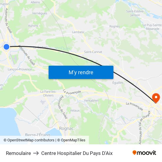 Remoulaire to Centre Hospitalier Du Pays D'Aix map