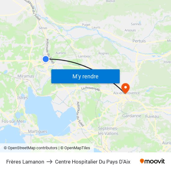 Frères Lamanon to Centre Hospitalier Du Pays D'Aix map