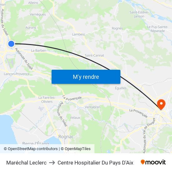 Maréchal Leclerc to Centre Hospitalier Du Pays D'Aix map