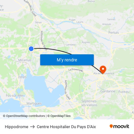 Hippodrome to Centre Hospitalier Du Pays D'Aix map