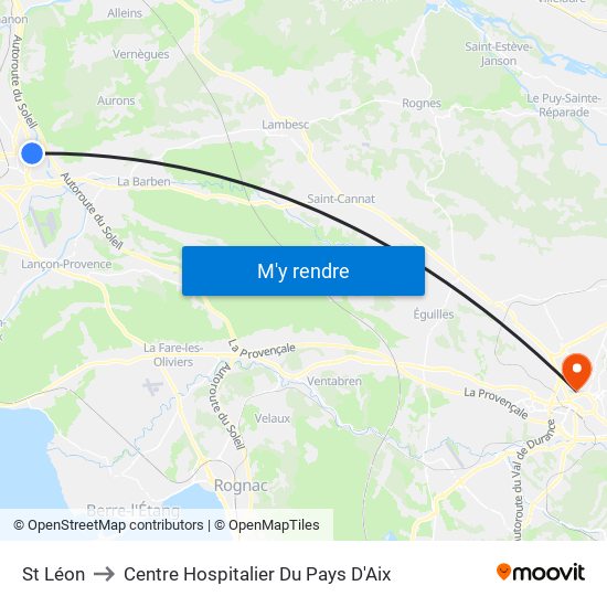 St Léon to Centre Hospitalier Du Pays D'Aix map