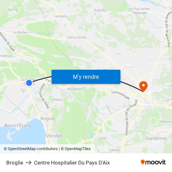 Broglie to Centre Hospitalier Du Pays D'Aix map