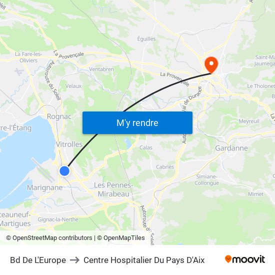 Bd De L'Europe to Centre Hospitalier Du Pays D'Aix map