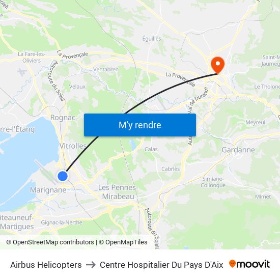 Airbus Helicopters to Centre Hospitalier Du Pays D'Aix map
