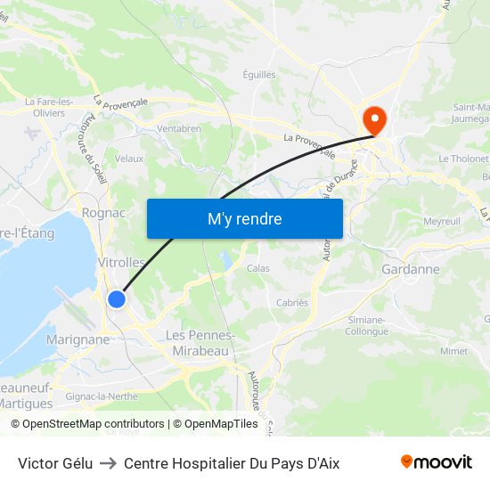 Victor Gélu to Centre Hospitalier Du Pays D'Aix map