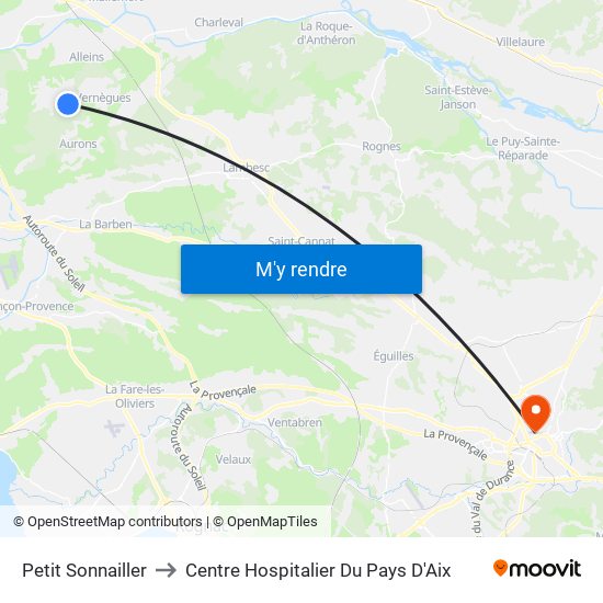 Petit Sonnailler to Centre Hospitalier Du Pays D'Aix map