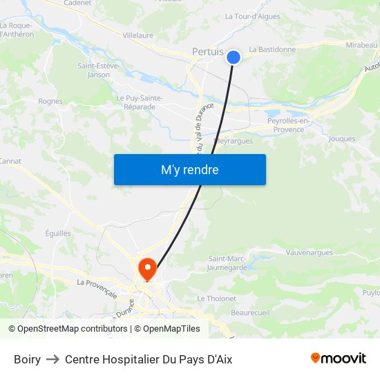 Boiry to Centre Hospitalier Du Pays D'Aix map