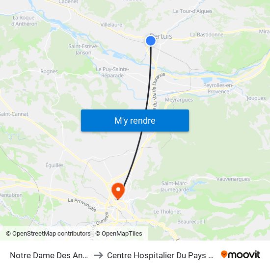 Notre Dame Des Anges to Centre Hospitalier Du Pays D'Aix map