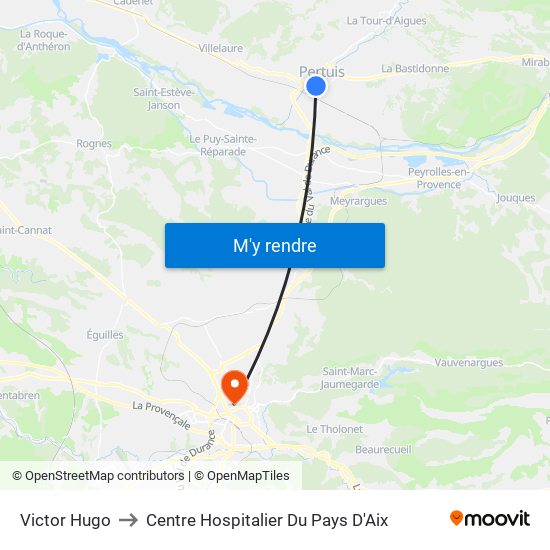 Victor Hugo to Centre Hospitalier Du Pays D'Aix map