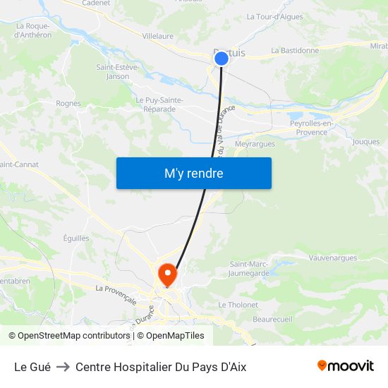 Le Gué to Centre Hospitalier Du Pays D'Aix map