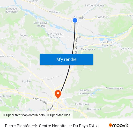 Pierre Plantée to Centre Hospitalier Du Pays D'Aix map