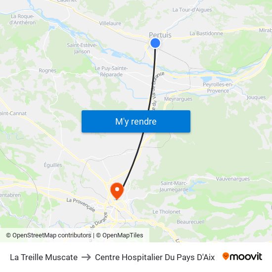 La Treille Muscate to Centre Hospitalier Du Pays D'Aix map