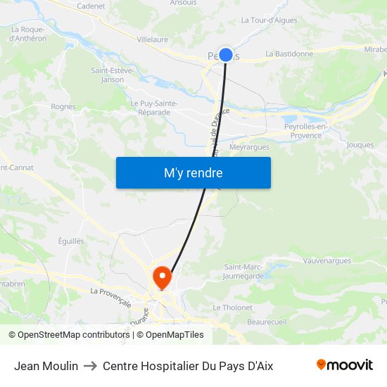 Jean Moulin to Centre Hospitalier Du Pays D'Aix map