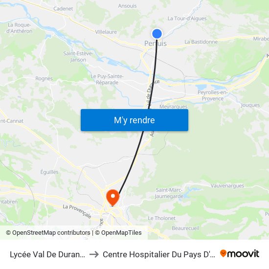 Lycée Val De Durance to Centre Hospitalier Du Pays D'Aix map