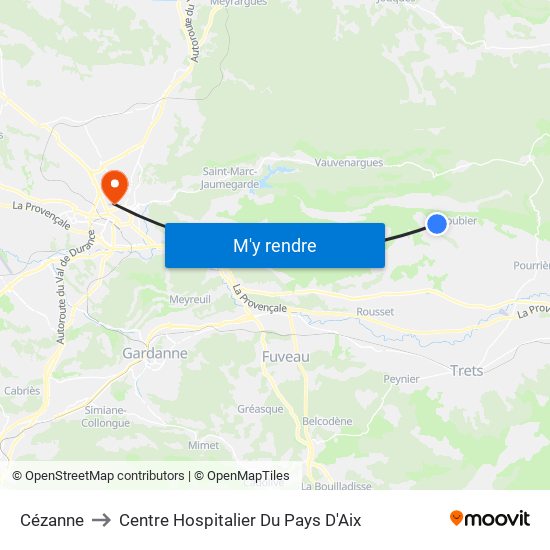 Cézanne to Centre Hospitalier Du Pays D'Aix map