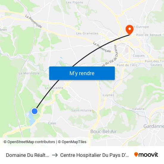 Domaine Du Réaltor to Centre Hospitalier Du Pays D'Aix map
