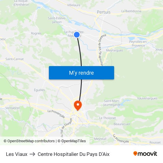 Les Viaux to Centre Hospitalier Du Pays D'Aix map