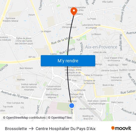 Brossolette to Centre Hospitalier Du Pays D'Aix map