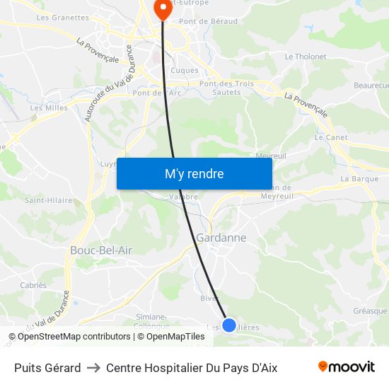 Puits Gérard to Centre Hospitalier Du Pays D'Aix map