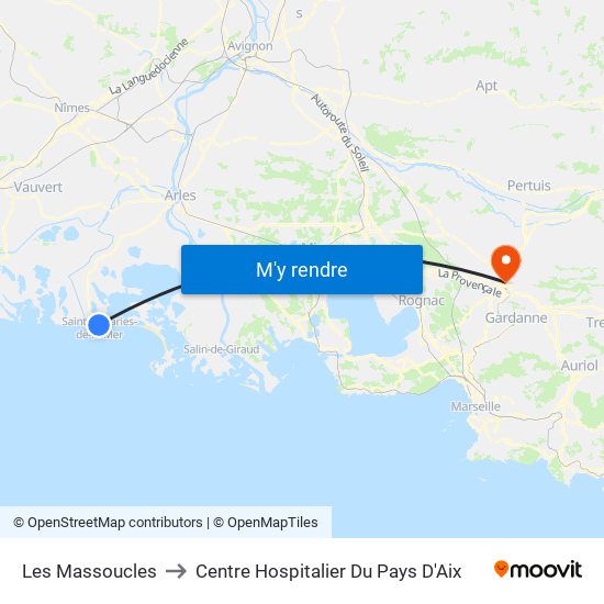 Les Massoucles to Centre Hospitalier Du Pays D'Aix map
