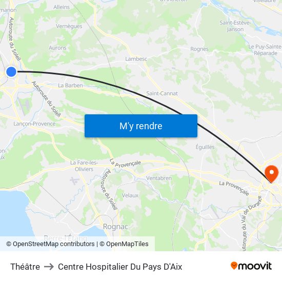Théâtre to Centre Hospitalier Du Pays D'Aix map