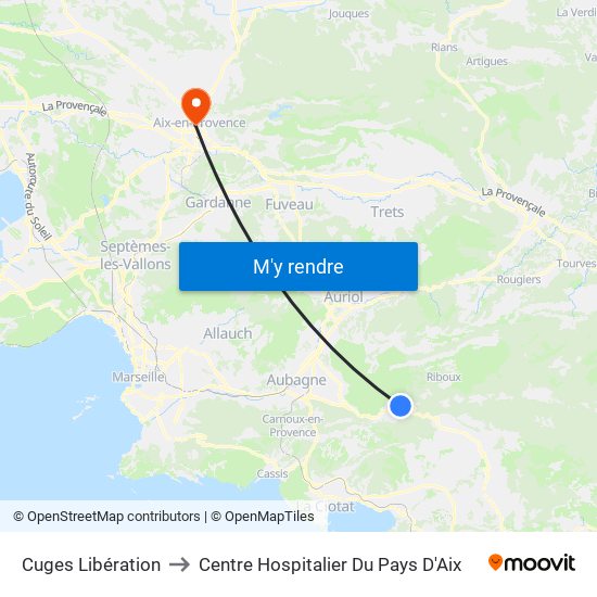 Cuges Libération to Centre Hospitalier Du Pays D'Aix map