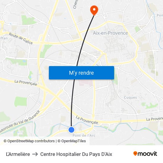 L'Armelière to Centre Hospitalier Du Pays D'Aix map