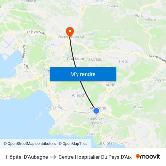 Hôpital D'Aubagne to Centre Hospitalier Du Pays D'Aix map