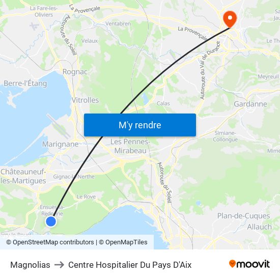 Magnolias to Centre Hospitalier Du Pays D'Aix map