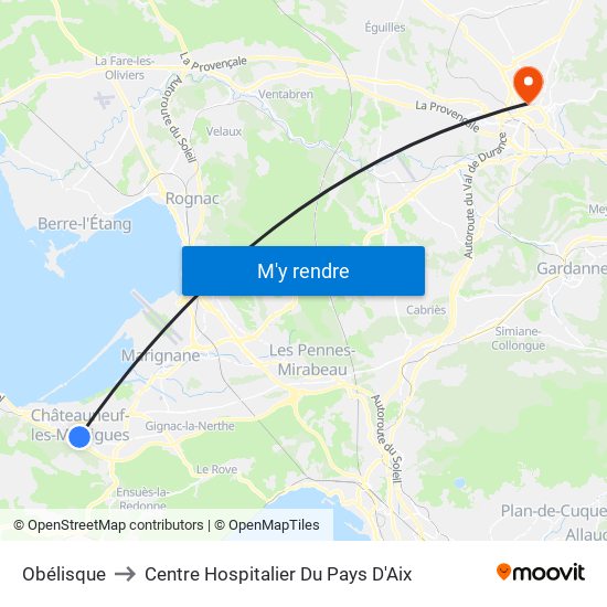 Obélisque to Centre Hospitalier Du Pays D'Aix map