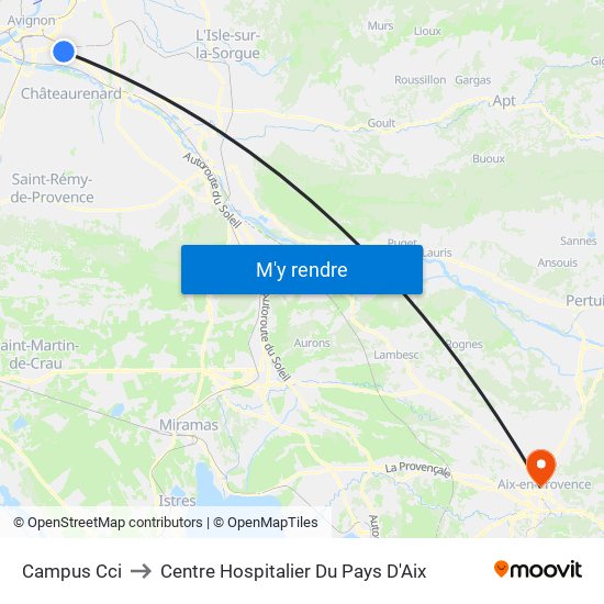 Campus Cci to Centre Hospitalier Du Pays D'Aix map