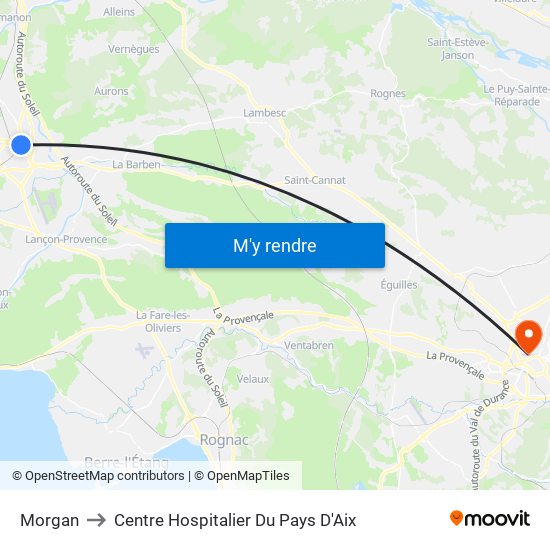 Morgan to Centre Hospitalier Du Pays D'Aix map