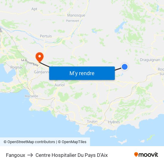 Fangoux to Centre Hospitalier Du Pays D'Aix map