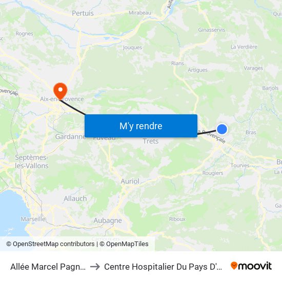 Allée Marcel Pagnol to Centre Hospitalier Du Pays D'Aix map