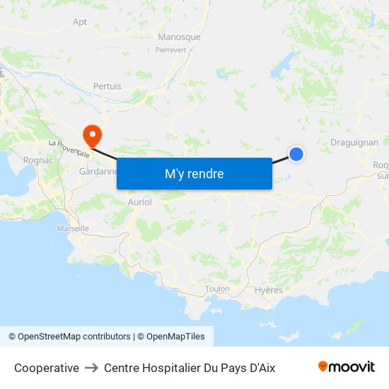 Cooperative to Centre Hospitalier Du Pays D'Aix map