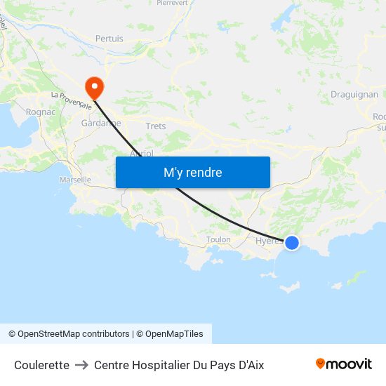 Coulerette to Centre Hospitalier Du Pays D'Aix map