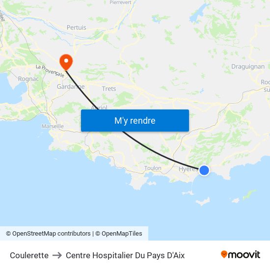 Coulerette to Centre Hospitalier Du Pays D'Aix map