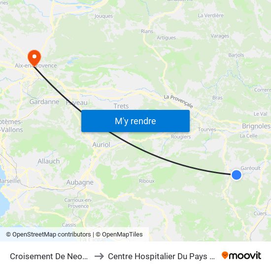 Croisement De Neoules to Centre Hospitalier Du Pays D'Aix map
