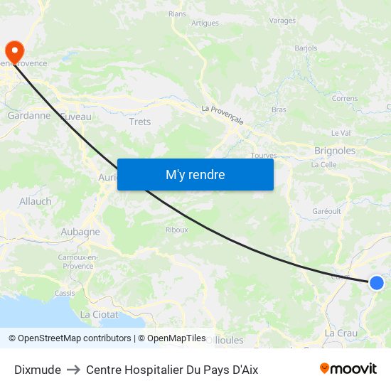 Dixmude to Centre Hospitalier Du Pays D'Aix map