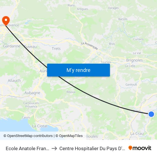 Ecole Anatole France to Centre Hospitalier Du Pays D'Aix map
