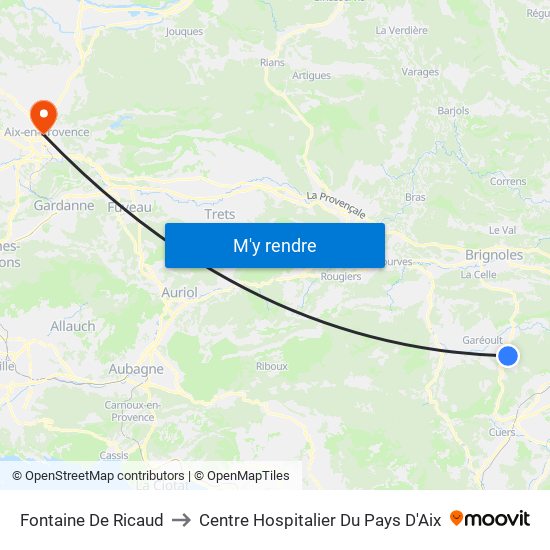 Fontaine De Ricaud to Centre Hospitalier Du Pays D'Aix map
