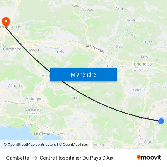 Gambetta to Centre Hospitalier Du Pays D'Aix map