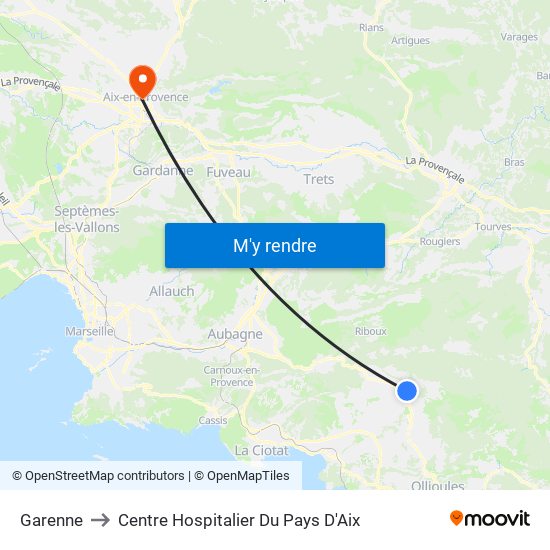 Garenne to Centre Hospitalier Du Pays D'Aix map
