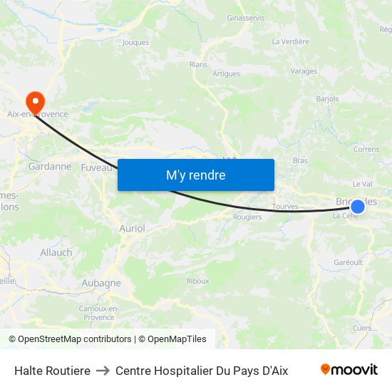 Halte Routiere to Centre Hospitalier Du Pays D'Aix map